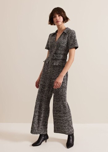 Phase Eight Lavinia Grey Tweed Wide Leg Jumpsuit Grey Australia | XK7462589